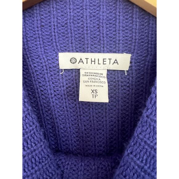 Athleta Azalea Merino Wool Cobalt Cashmere Chunky Knit Sweater Size XS NWT $249 - Picture 5 of 7